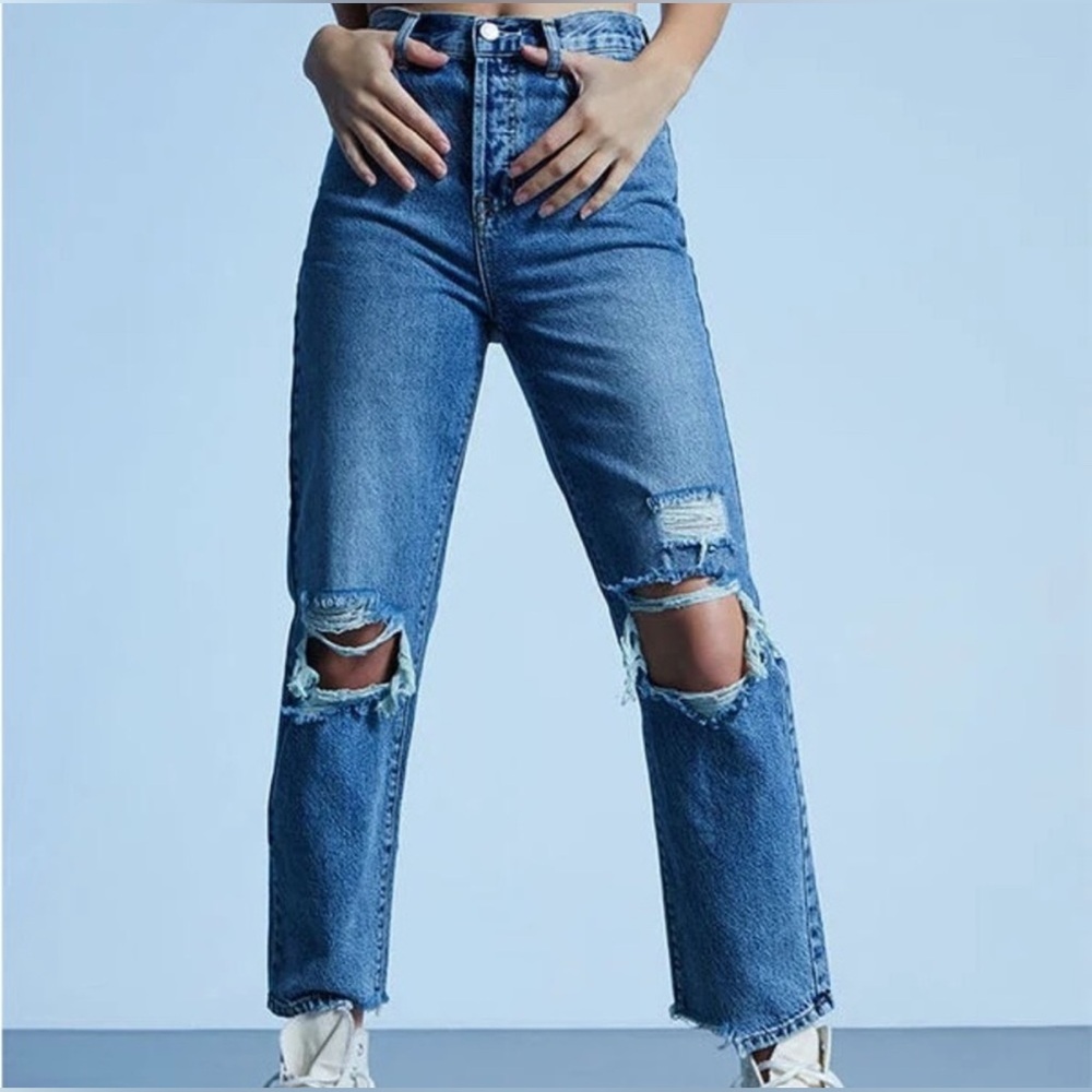 PacSun Distressed Blue Straight Leg Jeans